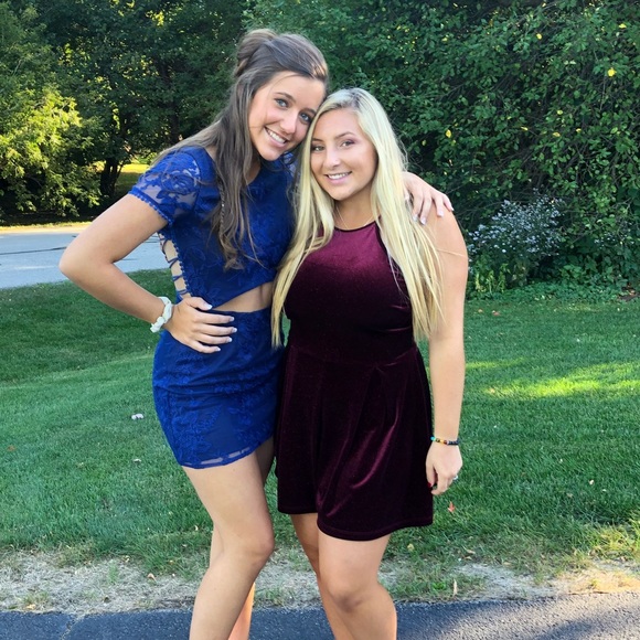 Burgundy Sparkle Romper Dress - Picture 3 of 3